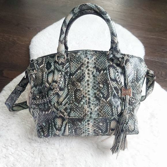 Aimee Kestenberg Handbags - Aimee Kestenberg Snakeskin Patent Leather Chain Fringe Purse Y2K Shoulde…